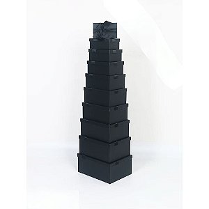 Conjunto de 10 Caixas de Papel para Presente - Preto (10 Unidades) - Four Star
