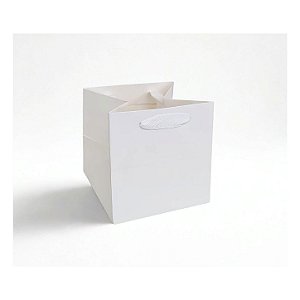 Sacola de Papel p/ Presente Branca Quadrada (M) 20x20x20cm - Pct c/ 12 - Four Star