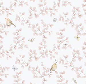Papel de Parede ENZO - Pássaros Rosa 2841
