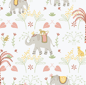 Papel de Parede ENZO - Elefantes Colorido 2854