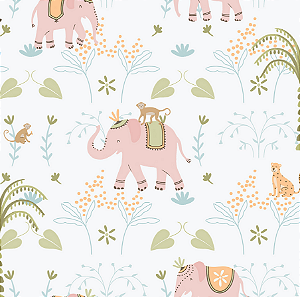 Papel de Parede ENZO - Elefantes Rosa 2851