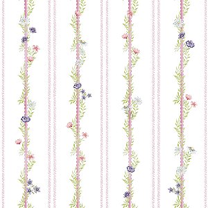 Papel de Parede ERA UMA VEZ - Vintage Floral Listras Raminhos 89891