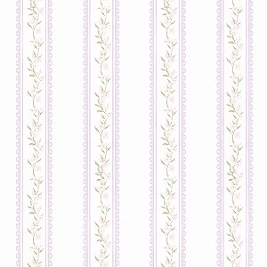 Papel de Parede ERA UM VEZ - Vintage Listras Raminhos Lilás 89938