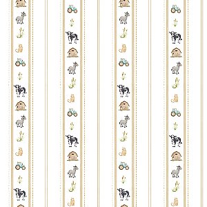 Papel de Parede ERA UM VEZ - Vintage Fazendinha Listras 89846