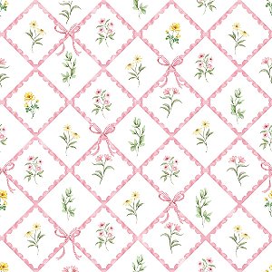 Papel de Parede ERA UM VEZ - Vintage Floral Laços 89709