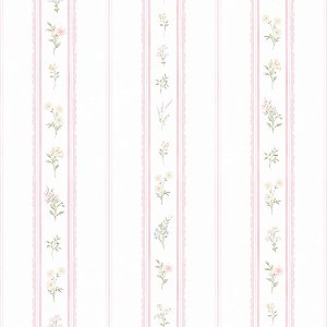 Papel de Parede ERA UM VEZ - Vintage Jardim de Flores Listras 89907