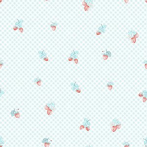 Papel de Parede ERA UM VEZ - Vintage Moranguinhos Azul 600021