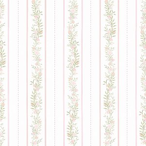 Papel de Parede ERA UM VEZ - Vintage Floral Listras Raminhos Rosa 89884