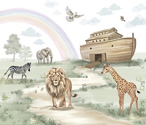 Painel de Parede MUNDO ENCANTADO 600113 - Arca de Noé Arco Íris