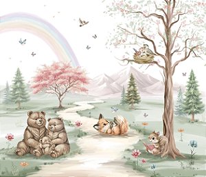 Painel de Parede MUNDO ENCANTADO 600144 - Bosque Encantando Rosa