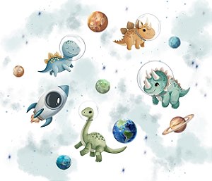 Painel de Parede MUNDO ENCANTADO 600182 - Dinos Astronautas