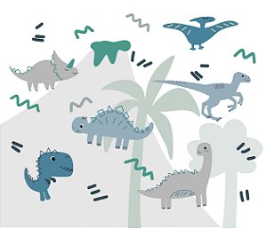 Painel de Parede MUNDO ENCANTADO 600199 - Dinos Azul