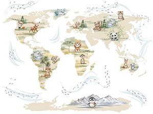 Painel de Parede MUNDO ENCANTADO 600281 - Mapa Mundi