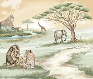 Painel de Parede MUNDO ENCANTADO 600335 - Família Safari