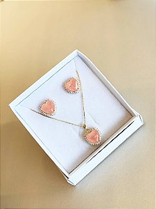 Conjunto de Gota com Pedra Fusion Pink - LeVida Acessórios e Semijóias