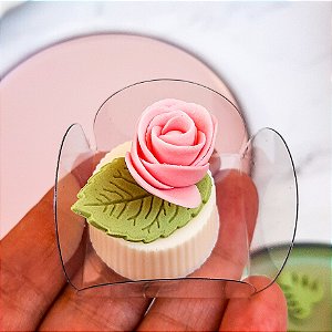 Apliques Comestíveis Florais Rosa 3D 10 unidades