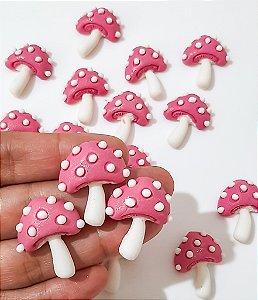 Mix de Apliques Comestíveis 2,5cm Cogumelos rosa 20 unidades