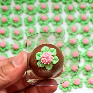 Apliques Comestíveis Arranjo de Flores Rosa 10 Undidades