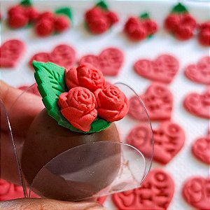 Apliques Comestíveis Trio Mini Rosinhas vermelho 10 unidades