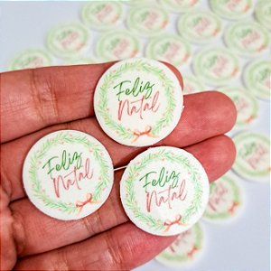 Medalhas Personalizadas Comestíveis Feliz Natal 2,5cm 10 unidades