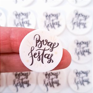 Medalhas Personalizadas Comestíveis Boas Festas 2,5cm 10 unidades
