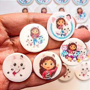 Medalhas Personalizadas Comestíveis Casa Mágica da Gabby 2,5cm 20 unidades