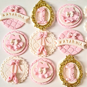 Apliques Comestíveis Tema Bailarina 6cm 10 unidades