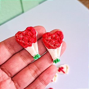 Apliques Comestíveis Namorados Buquê de Rosas Vermelho 5 unidades