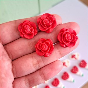 Apliques Comestíveis Mini Rosas Vermelha 10 unidades