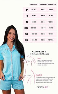 Pijama short doll americano azul bebê tecido algodão