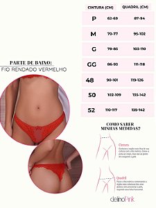 Calcinha fio sexy vermelho tule e renda