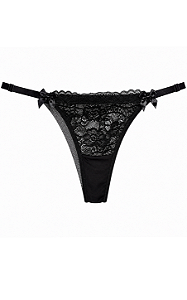 Fio preto com regulagem em tule e detalhes rendados