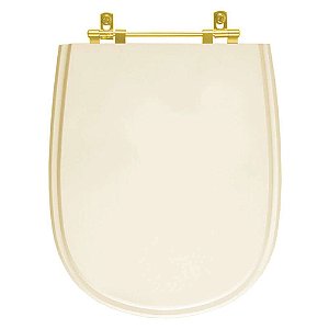 Assento Sanitário Poliéster Paris Bone para vaso Ideal Standard Com Ferragem Dourada
