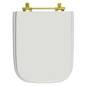 Assento Sanitário Poliéster Tivoli Branco para vaso Ideal Standard Com Ferragem Dourada