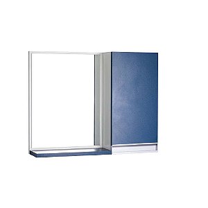 Espelho para Banheiro com Armário Azul Puxador Metal