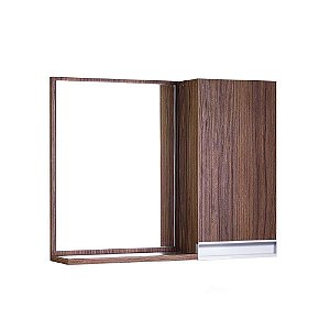Espelho para Banheiro com Armário Nogal Puxador Metal