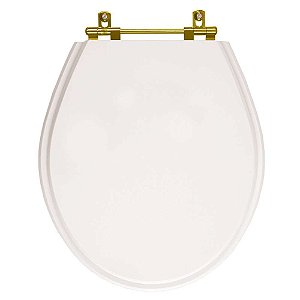 Tampa de Vaso Carina Branco para bacia Ideal Standard Com Ferragem Dourada