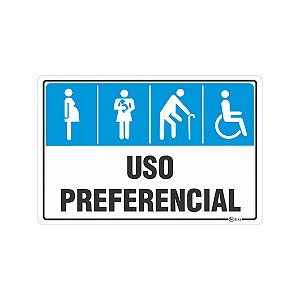 Placa Sinalização Uso Preferencial 20x30cm Adesiva
