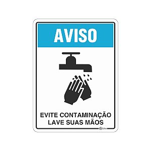 Placa Evite Contaminação, Lave suas Mãos  15x20