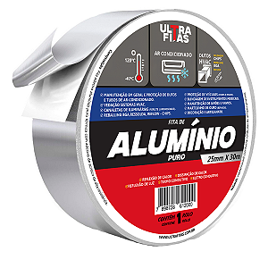 Fita Adesiva Alumínio Puro 25 mm x 30 metros