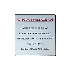 Placa Aviso Passageiros 15x15 - Acrílico