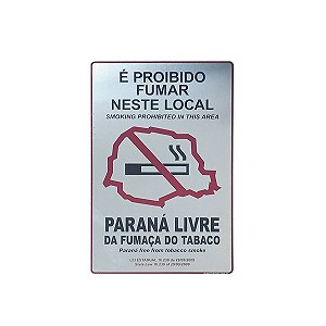 Placa Proibido Fumar Paraná 15x23 - Acrílico