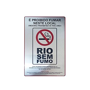 Placa Proibido Fumar Rio 15x23 - Aluminio