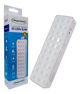 Luminária Luz De Emergência 30 LEDS Lítio Slim Segurimax