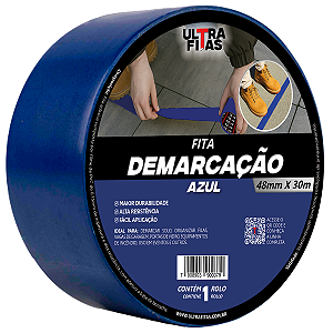 Fita Demarcação de Solo PVC 48 mm X 30 Metros - Azul