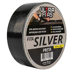 Fita Adesiva Silver Tape 50 mm X 50 metros - Preta