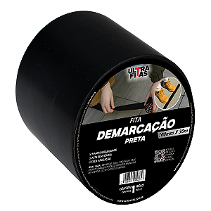 Fita Demarcação de Solo PVC 100 mm X 30 Metros - Preta