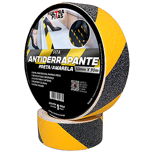 Faixa Fita Lixa Antiderrapante Adesiva 50 mm X 30 m - Listrada Zebrada (Amarela e Preta)