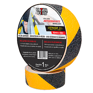 Faixa Fita Lixa Antiderrapante Adesiva 50 mm X 30 m - Listrada Zebrada (Amarela e Preta)