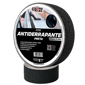 Faixa Fita Lixa Antiderrapante Adesiva 50 mm X 20 metros - Preta